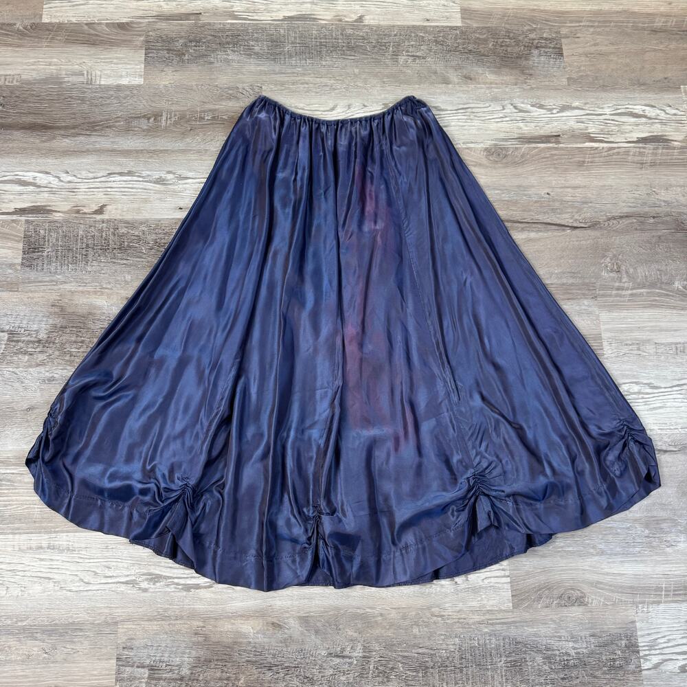 Dorin Frankfurt Navy Gathered Hem Maxi Skirt Fairycore Regencycore Lagenlook 8
